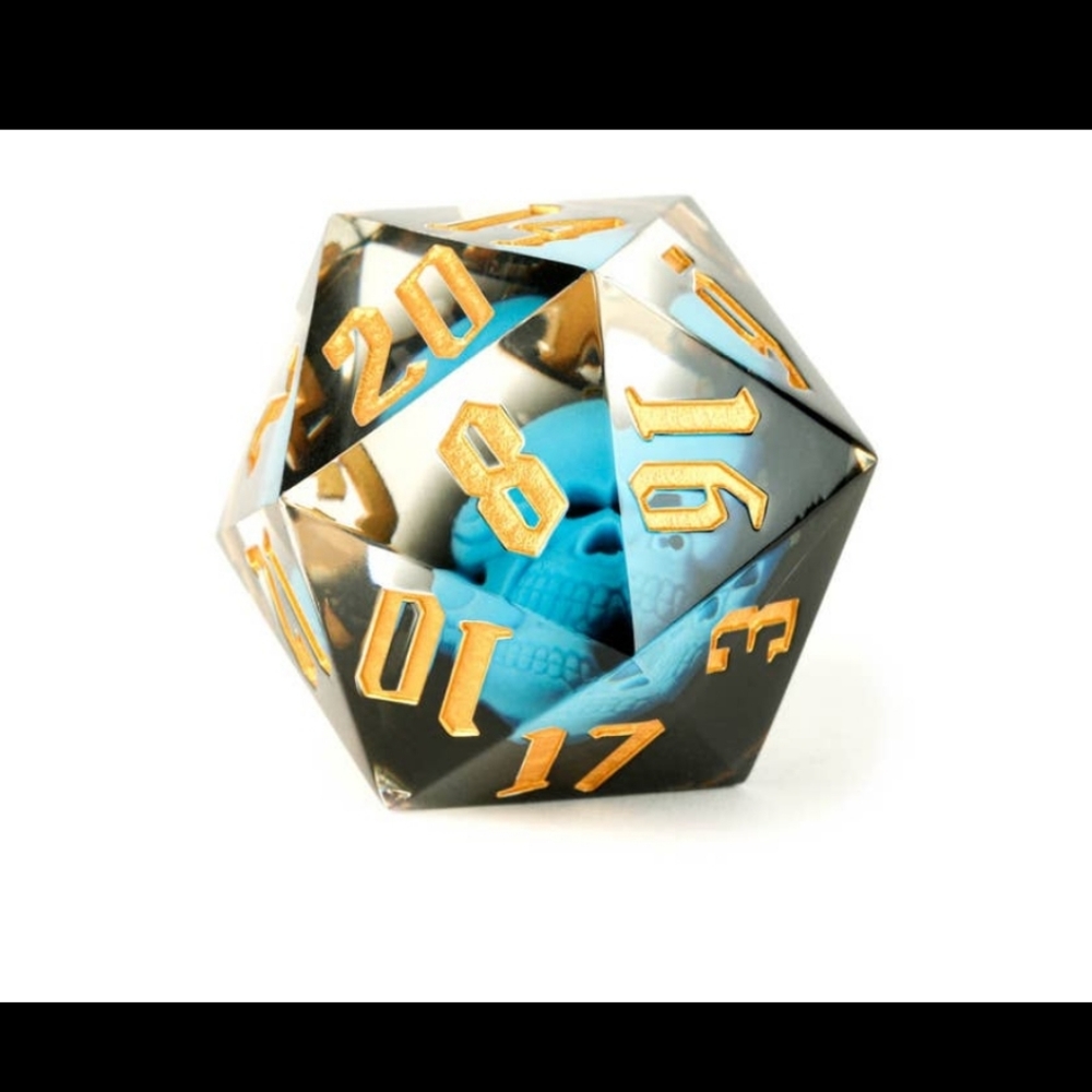 Mega D20 With glowing skull hand crafted  55mm Sharp Edge